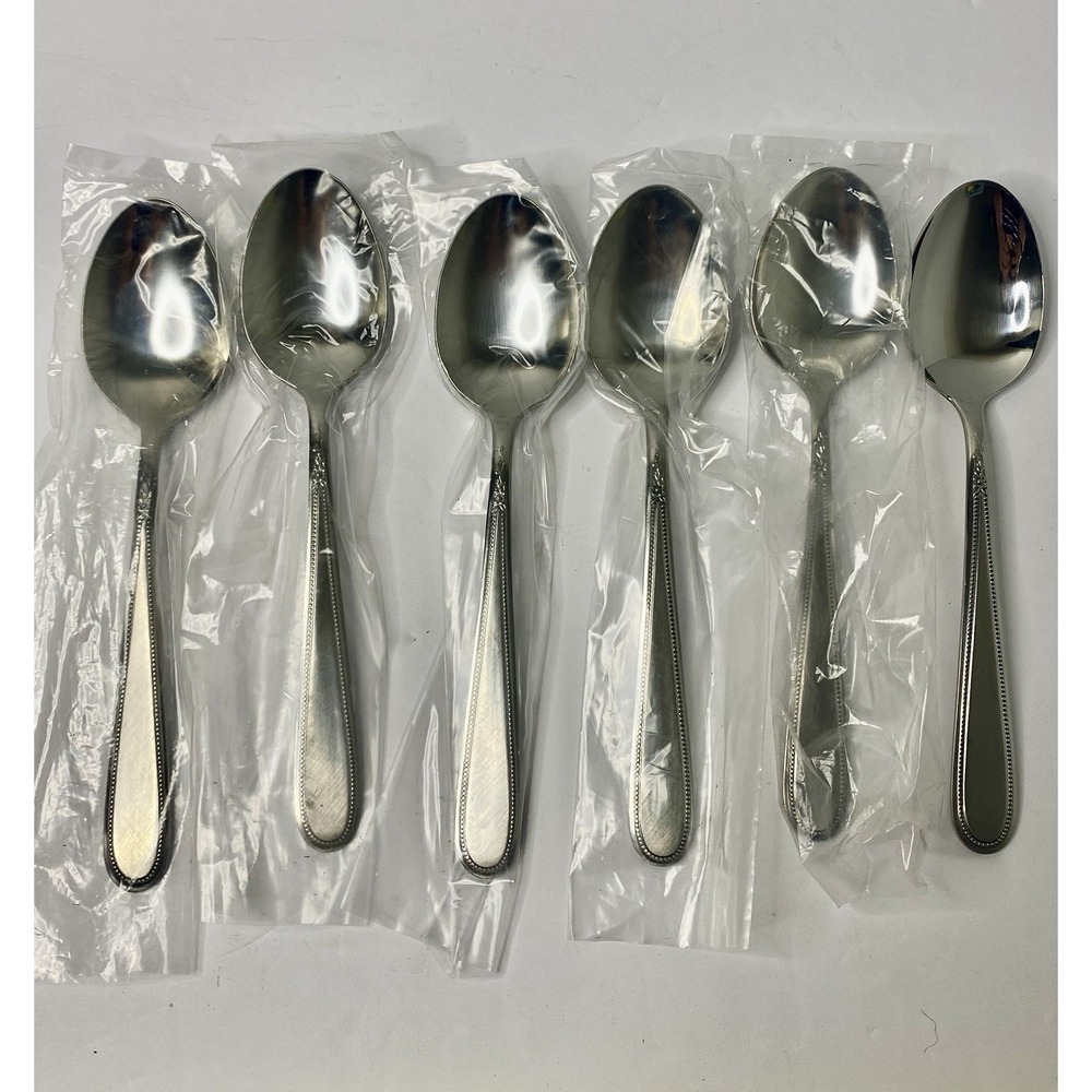 Beaded Elegance by Stanley Roberts Stainless Lot of 6 Oval Soup spoons #2